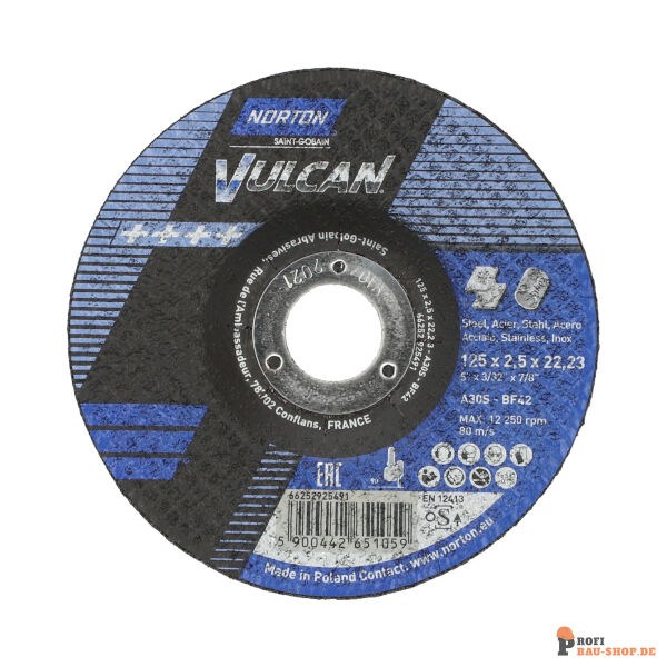 nortonschleifmittel/NORTON_schleifmittel_66252925491 Norton Vulcan Inox Cutting Disc 125x2.5x22.2 GRIT 30_134159